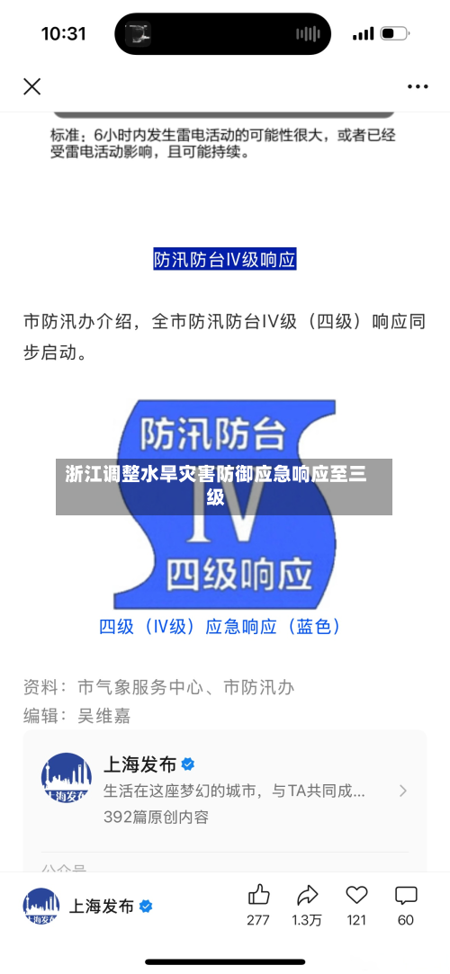 浙江调整水旱灾害防御应急响应至三级-第1张图片