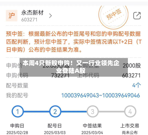 本周4只新股申购!又一行业领先企业登陆A股-第1张图片