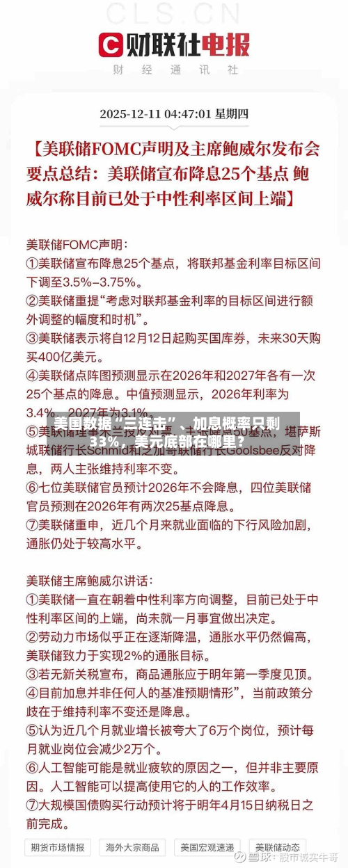 美国数据“三连击	”	、加息概率只剩33%	，美元底部在哪里？-第1张图片