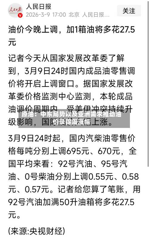 原油:中东局势以及亚洲需求推动油价录得周涨幅-第2张图片