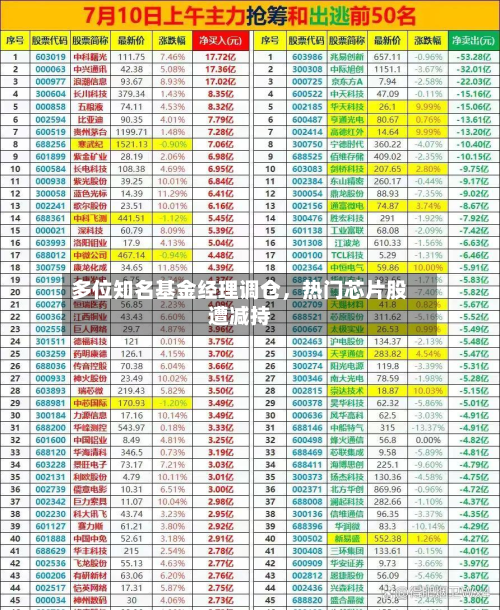 多位知名基金经理调仓	，热门芯片股遭减持-第1张图片