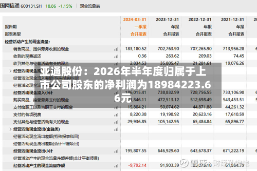 亚通股份:2026年半年度归属于上市公司股东的净利润为18984223.66元-第1张图片